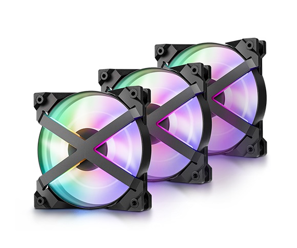  120mm Fan: DeepCool MF120 - Black (3-Pack)<br> 120mm ARGB PWM, 500~1800 RPM, 35 dB(A), RGB Controller Included  